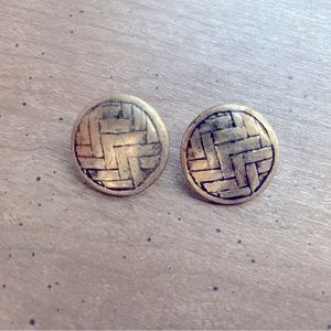 Western button earrings- silver